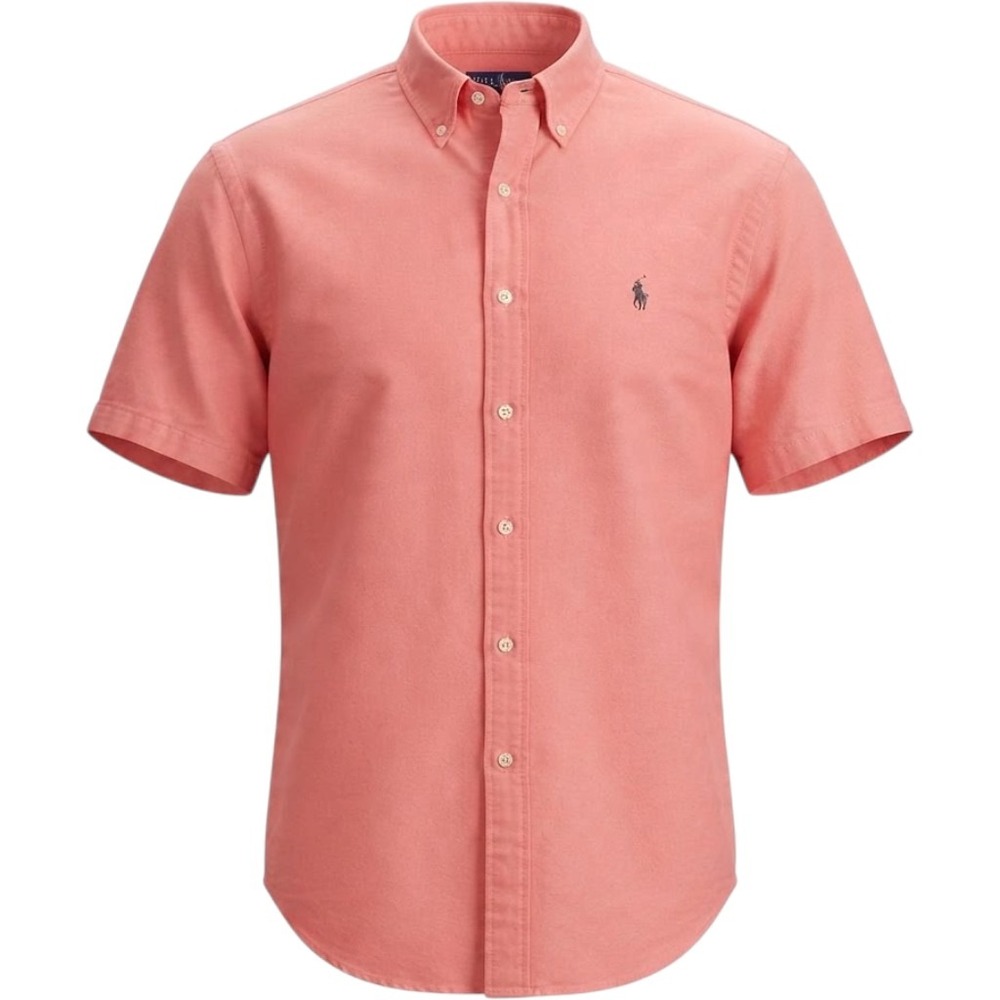 Ralph Lauren Black Label Button Down Shirt Men XL Pure Cotton Coral Short Sleeve